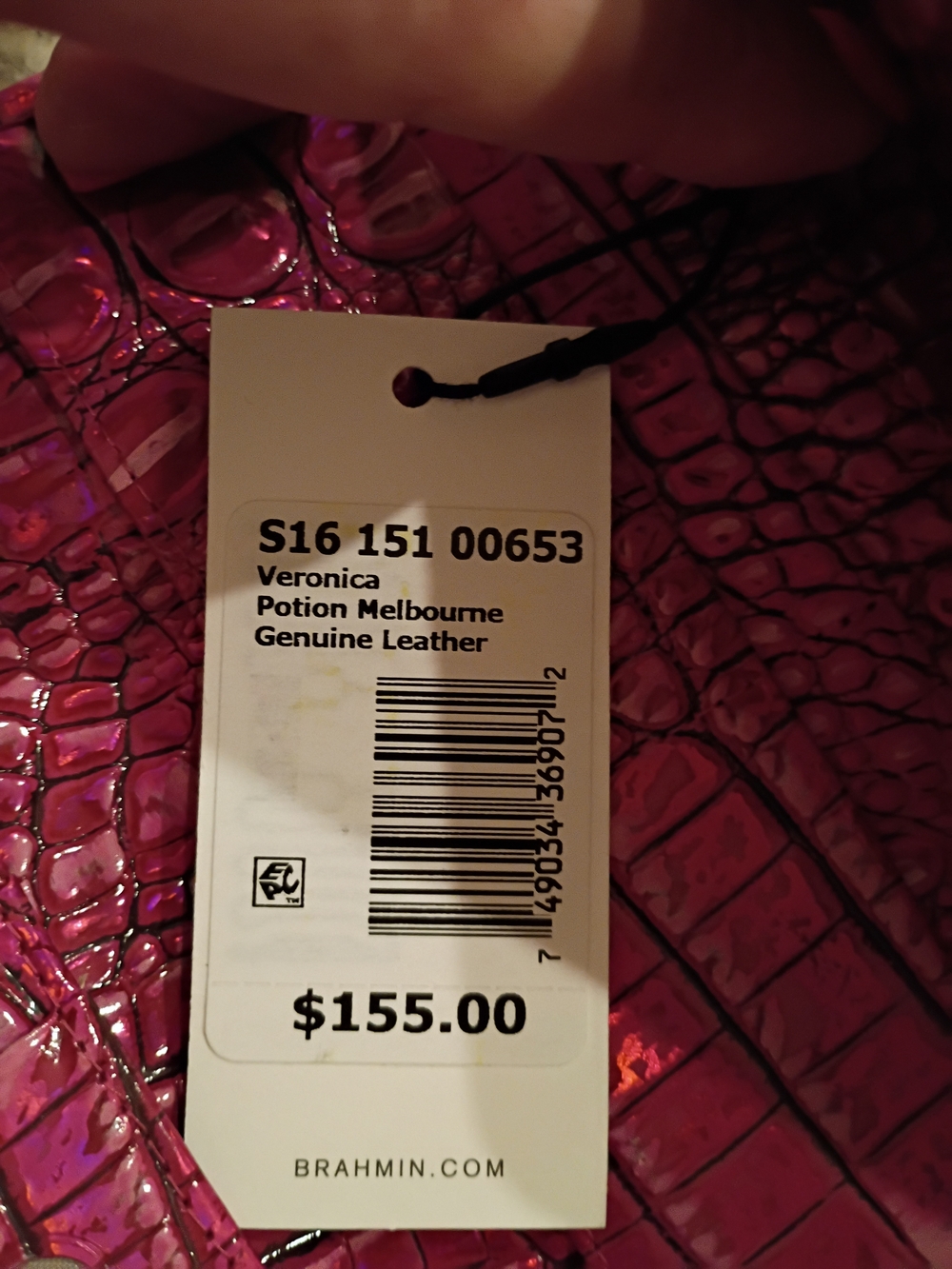 Brahmin Veronica Potion Hot Pink Croc-Embossed Leather Wallet NWT Gorgeous!! - Picture 10 of 10